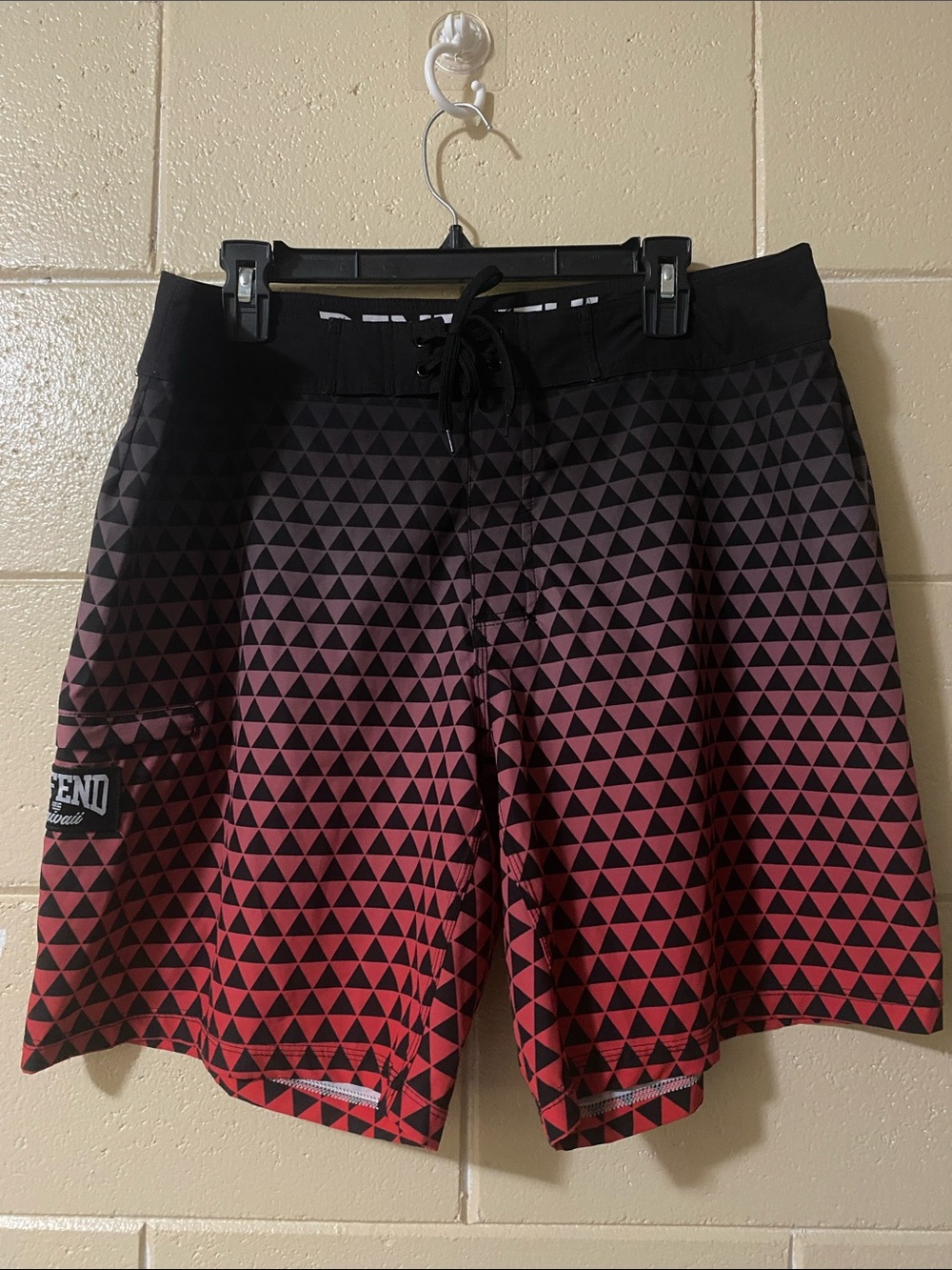 Men's Gradient Red Black Swim Trunks